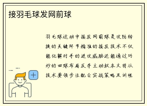 接羽毛球发网前球